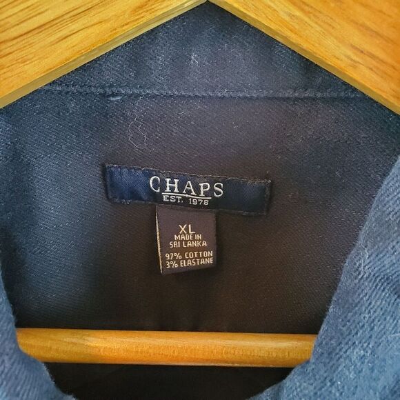 Chaps Denim Jacket Women XL Navy Blue Trucker Style Harrington Button Front Coat - Picture 3 of 10